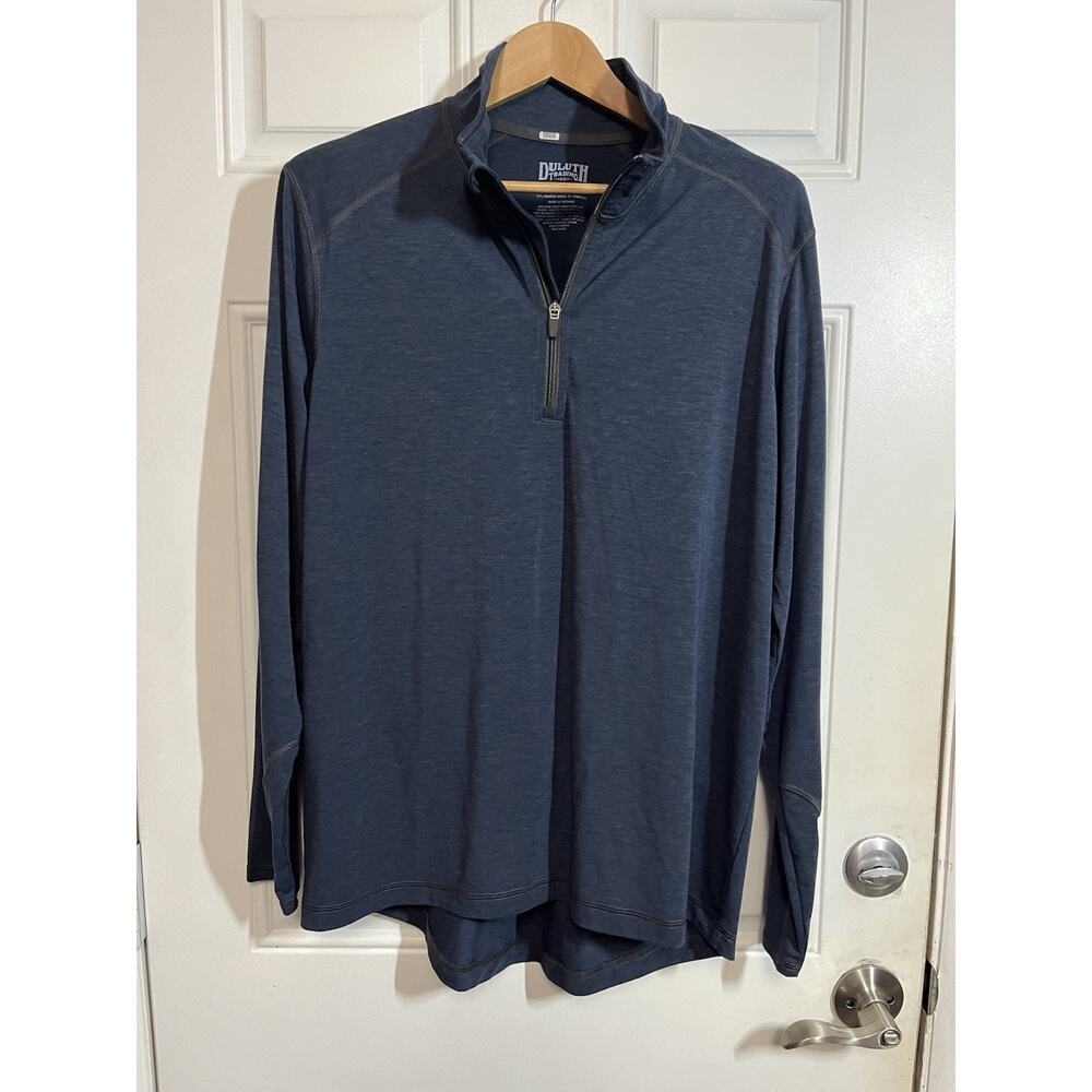 Duluth Trading Co 1/4 Zip Pullover Men’s Large Blue Merino Blend